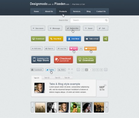 Plantilla de elementos web para Photoshop exclusivos