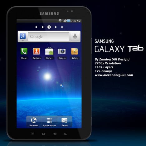 Plantilla de Tablet PSD con Galaxy Tab