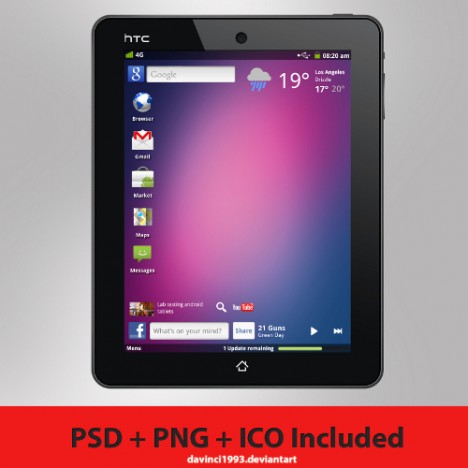 Plantilla Tablet PSD Aurora de HTC