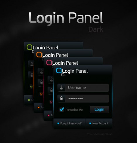 Plantilla de Login PSD oscuro para Photoshop