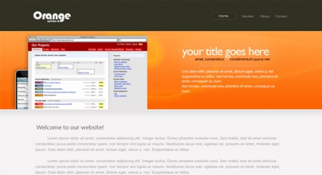 Plantilla naranja para sitio web en Photoshop PSD