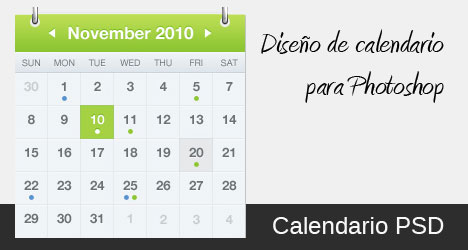 Plantilla con diseño de calendario para Photoshop