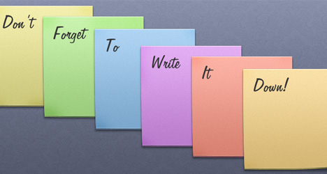 Plantilla de notas y sticky notes con colores PSD